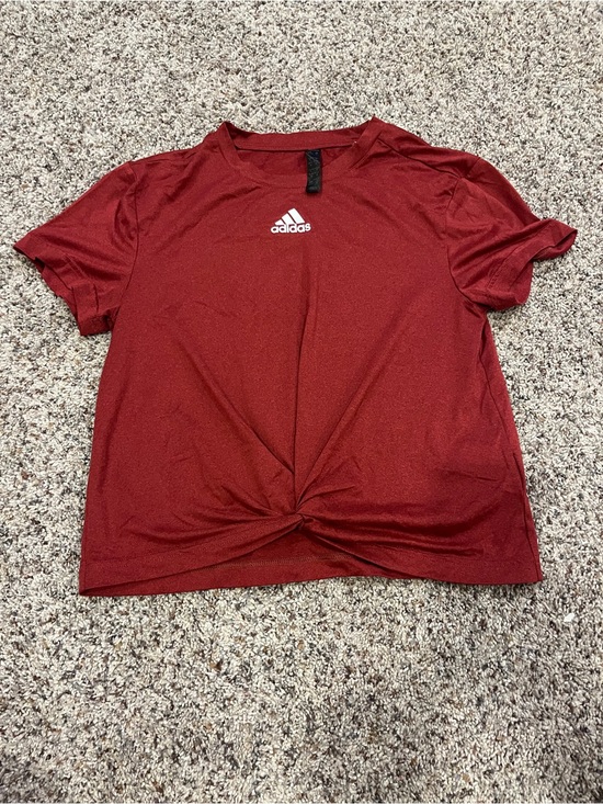 Adidas Women's Twisted Hem Active Tee - Red - XS